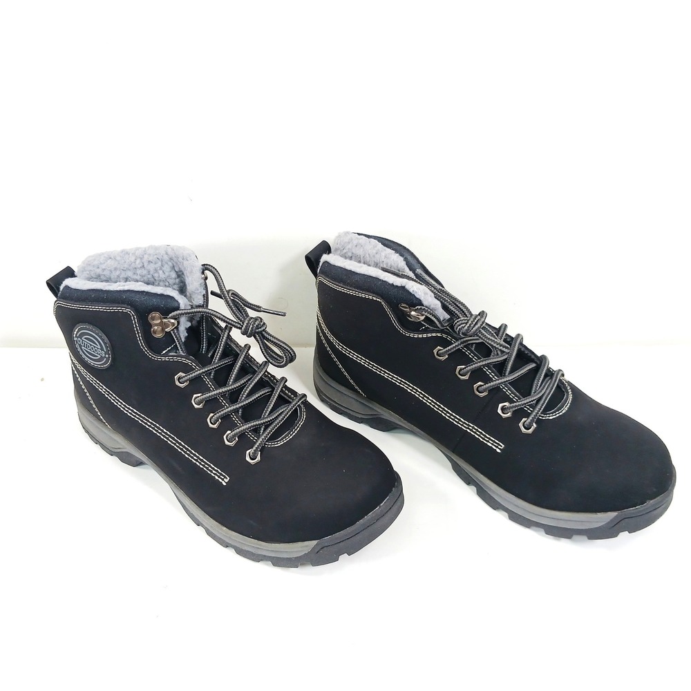 WHITIN Mens Winter Snow Boots Black Nubuck Fur Lined Wide Trekking Work Shoes 41